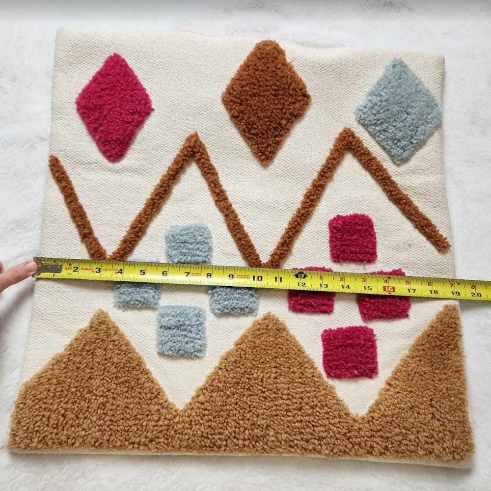 Set of 2 Ikea Brunstarr abstract wool tufted pillowcases throw pillow 20x20